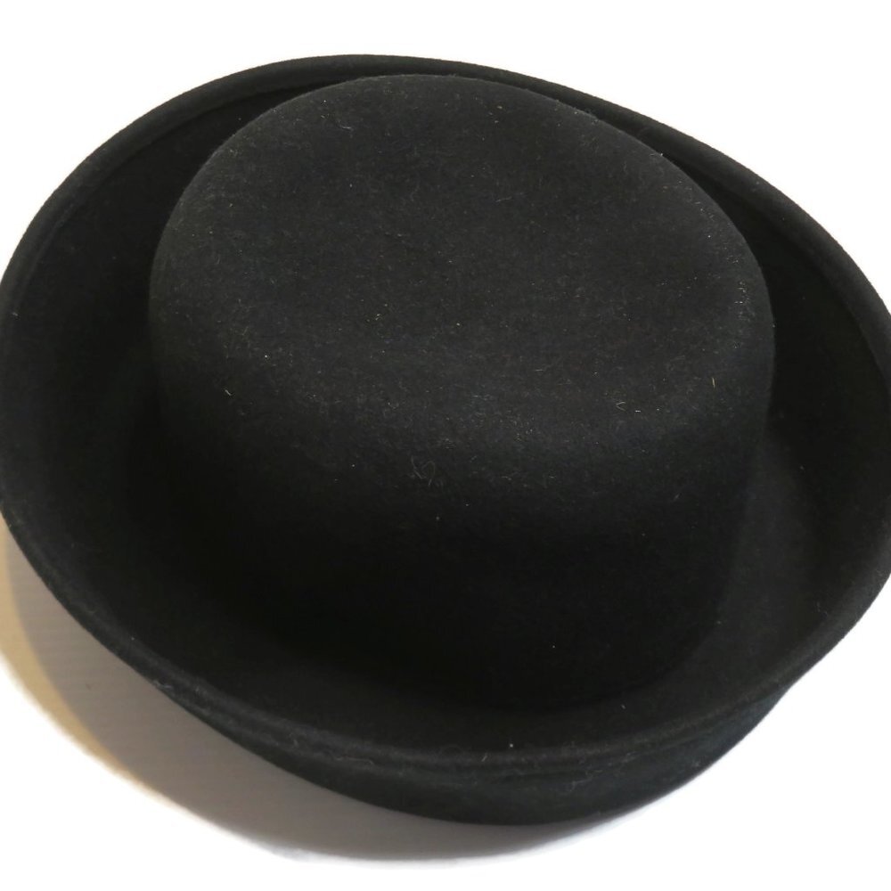 New York Hat Co Mens Fedora Bucket Top Hat‎ 100% Wool Black 7" DIA Made In USA